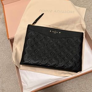 Louis Vuitton Daily Pouch Monogram Empreinte Leather Black
